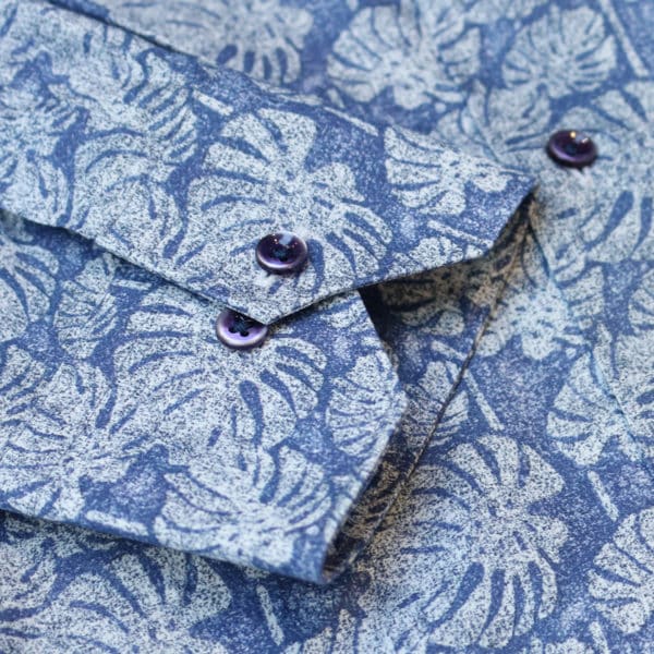 Giordano linen palm tree summer shirt cuff detail
