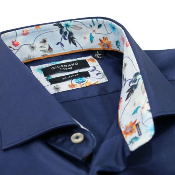 Giordano shirt navy collar detail