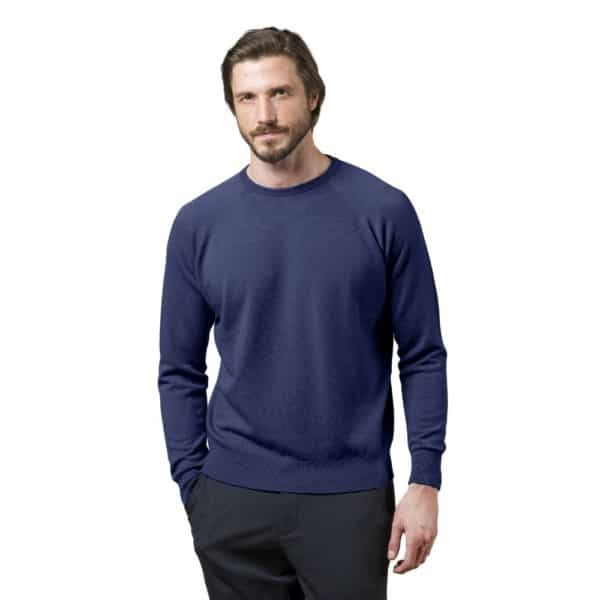 Glenbrae MERINO CREW NECK Knitwear Azure Blue Menswear Online