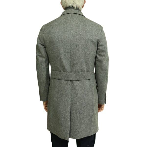 Grey diagonal textured coat back