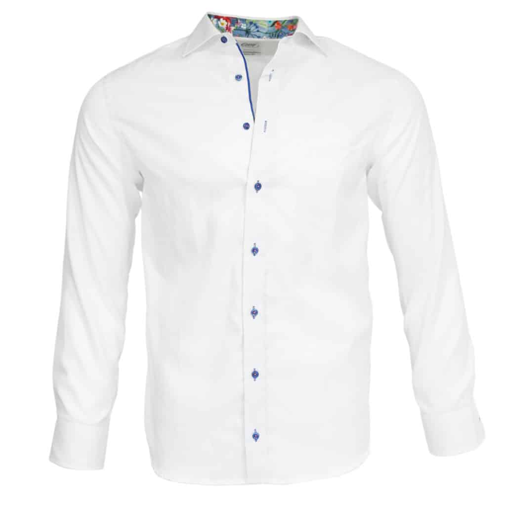 Oscar of Sweden White shirt flower pattern collar