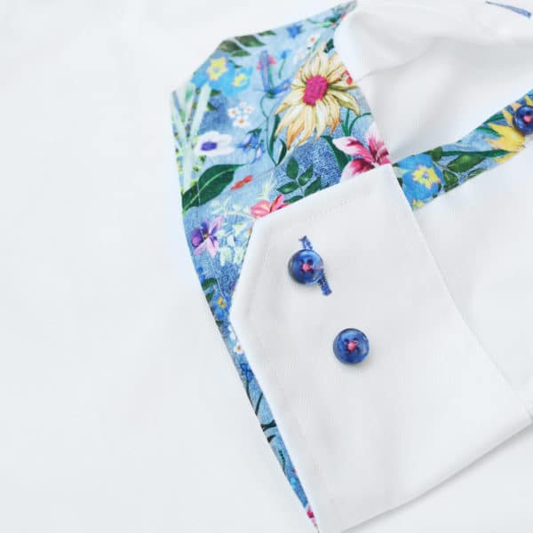 Oscar of Sweden White shirt flower pattern cuff detail