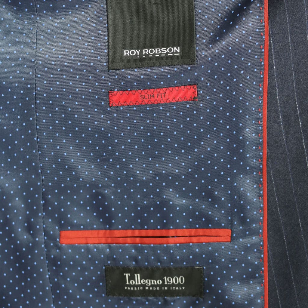 Roy Robson striped navy suit lining