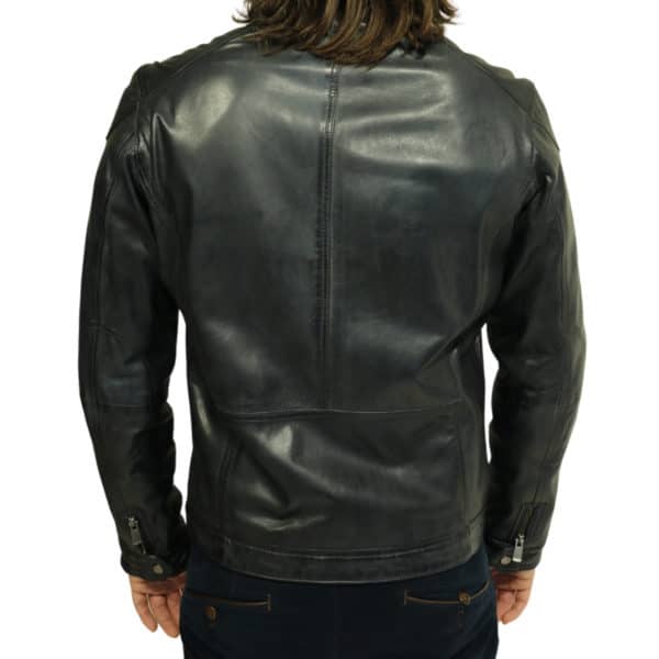 Two selection black leather jacket back
