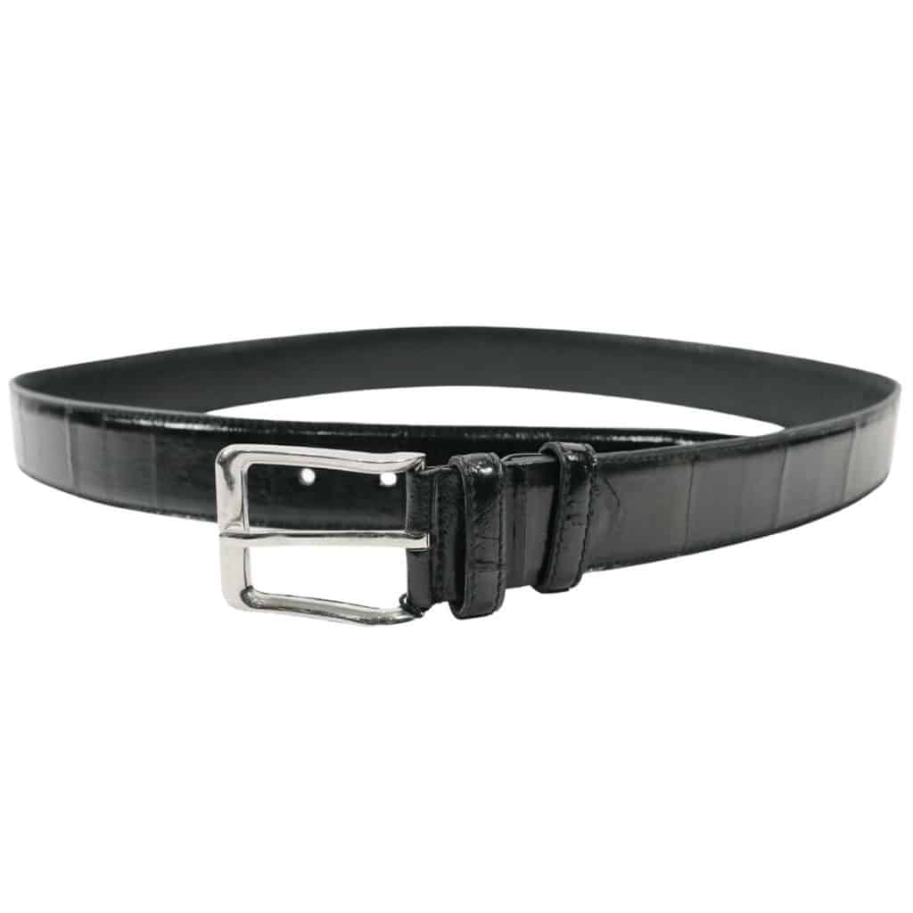 WARWICKS PRINT Black leather belt