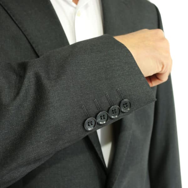 Warwicks charcoal suit button details