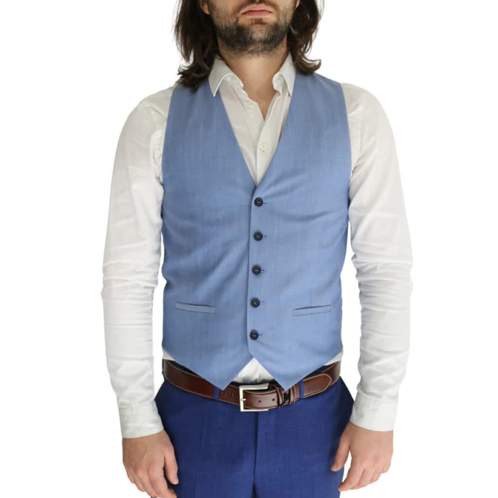 Without Prejudice vest blue front
