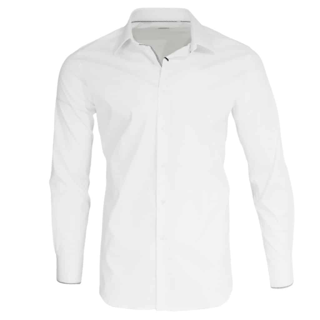 Xacus white shirt with black chess trim