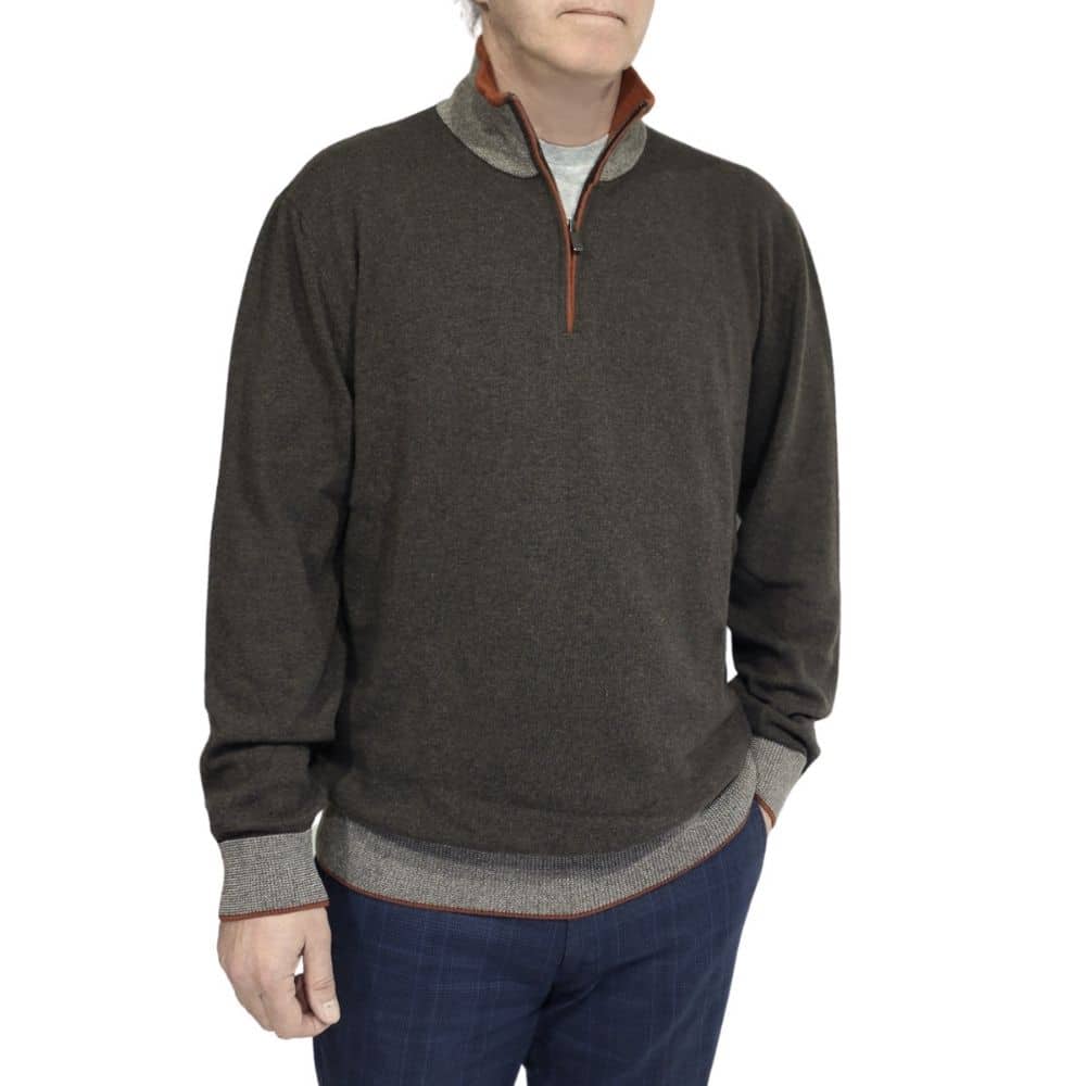 Codice Brown Half Zip Jumper | Menswear 