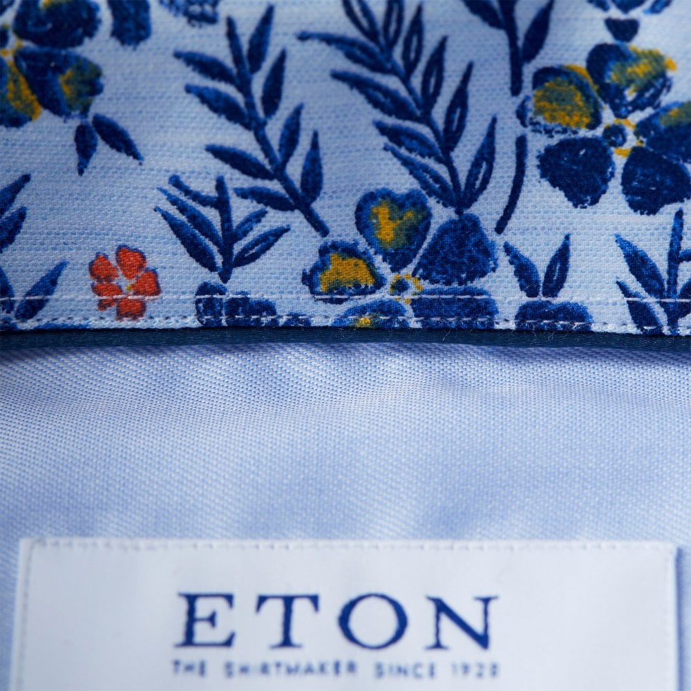 Eton Shirt Signature Twill Flower Insert Blue | Menswear Online