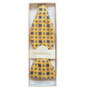 Warwicks yellow paisley pattern self-tie Silk Bow tie