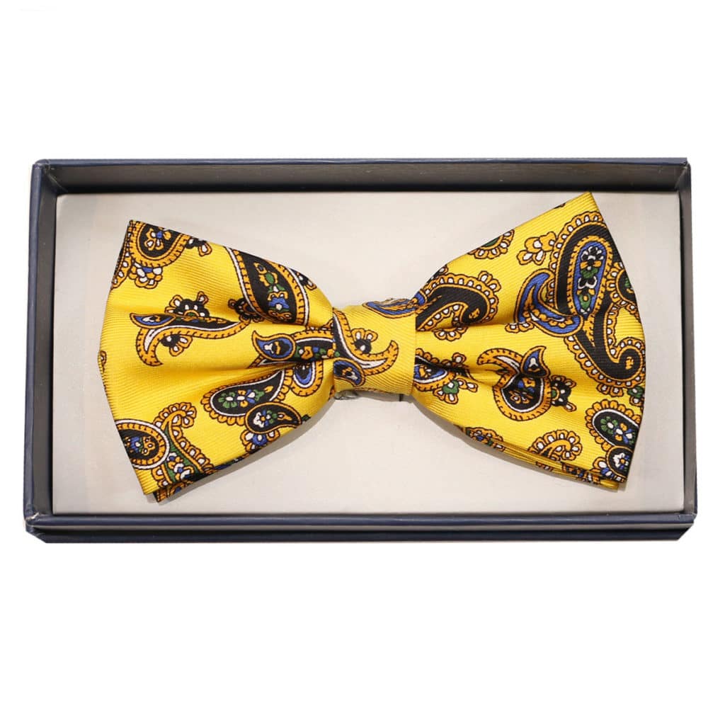 warwicks bow tie yellow paisley