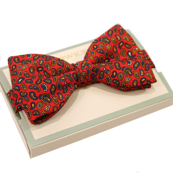 warwicks paisley print red bow tie