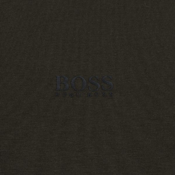 BOSS Green Long sleeved stretch cotton T shirt with five layer logo patch