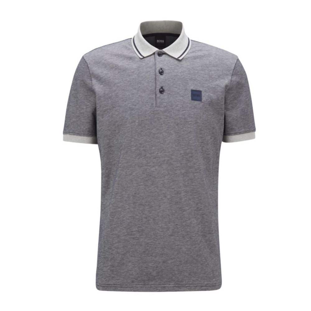 BOSS Regular fit Grey polo shirt in melange cotton front