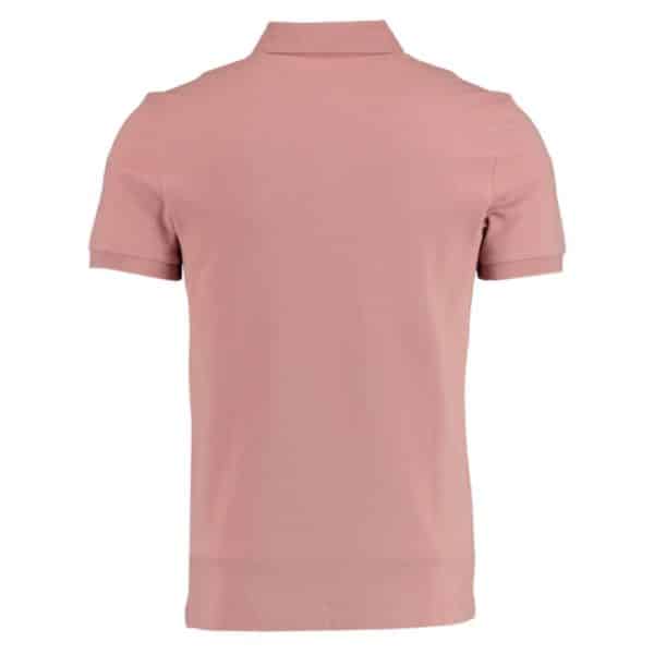 BOSS Slim fit rose polo shirt in washed pique with logo patch rear