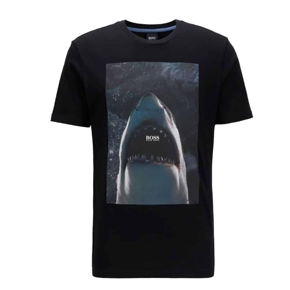 BOSS black Cotton jersey T shirt with underwater print front