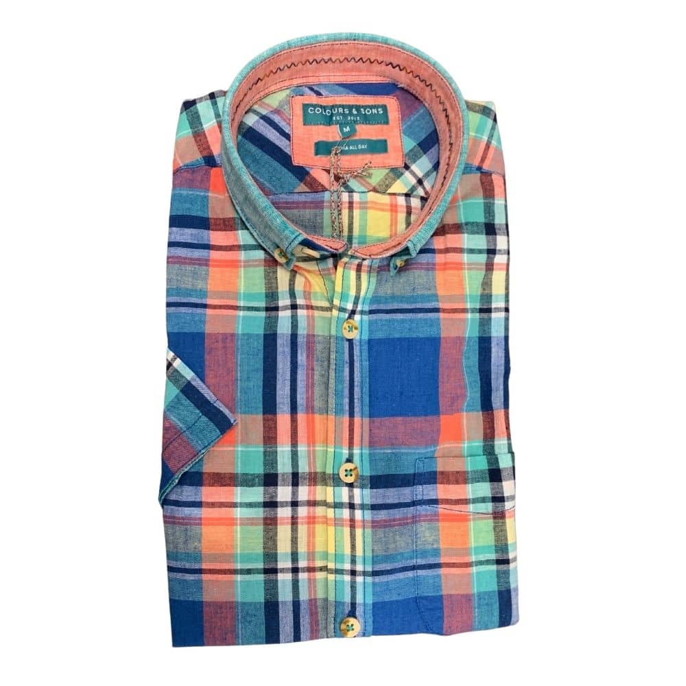 COLOURS SONS SHORT SLEEVE SHIRT CHECKED COLOURFUL