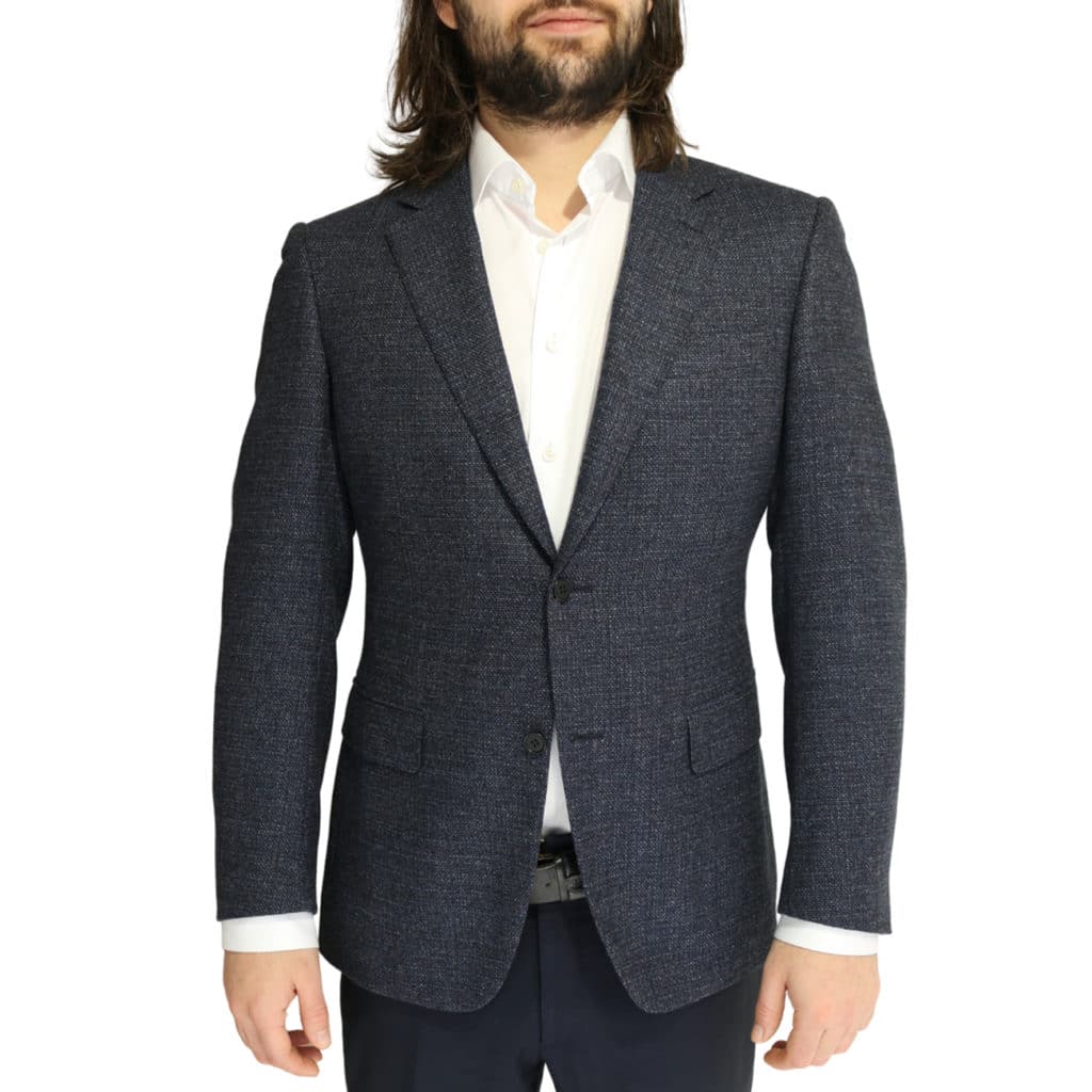 Canali jacket wool speckled navy charcoal