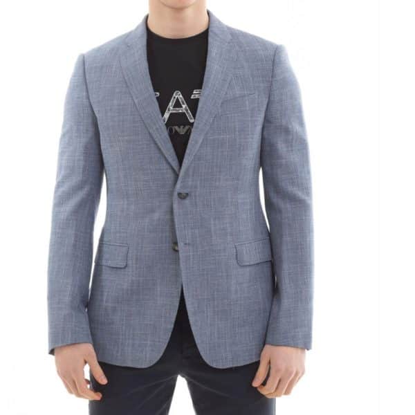 EMPORIO ARMANI straw weave Jacket in Blue front