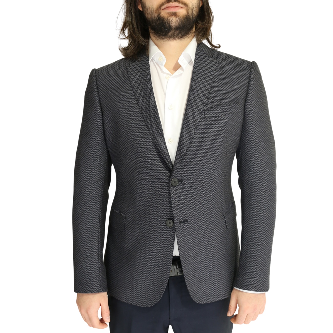EMPORIO ARMANI Jacket With Black And Grey Zig Zag Pattern | Menswear Online