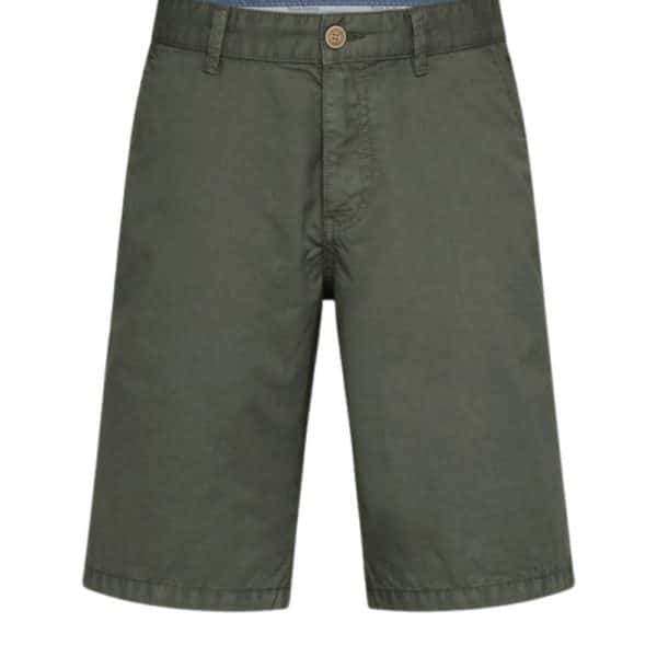 FYNCH HATTON Casual Fit Pure Cotton Shorts in Olive front