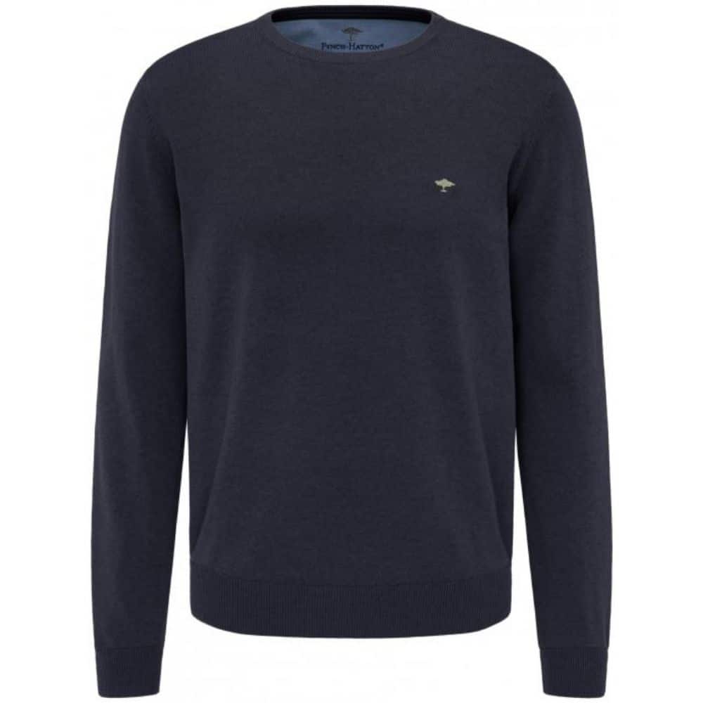 Fynch Hatton Casual Fit Crew Neck Sweater in Navy front