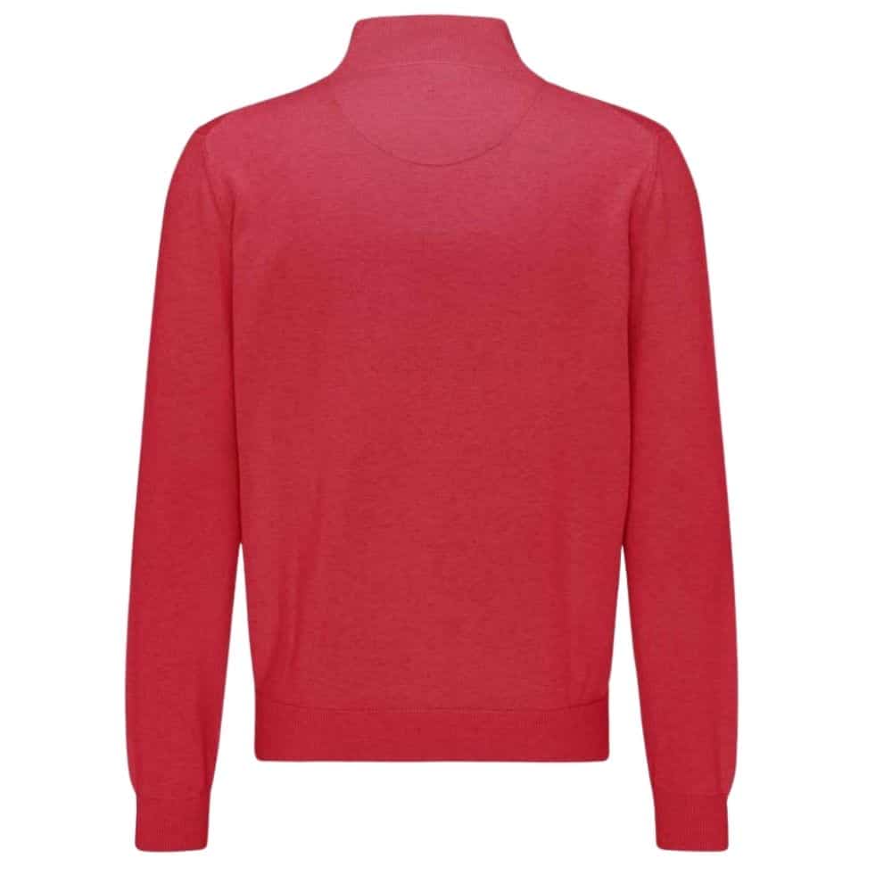 Fynch-Hatton Cotton Half-Zip Sweater In Red | Menswear Online