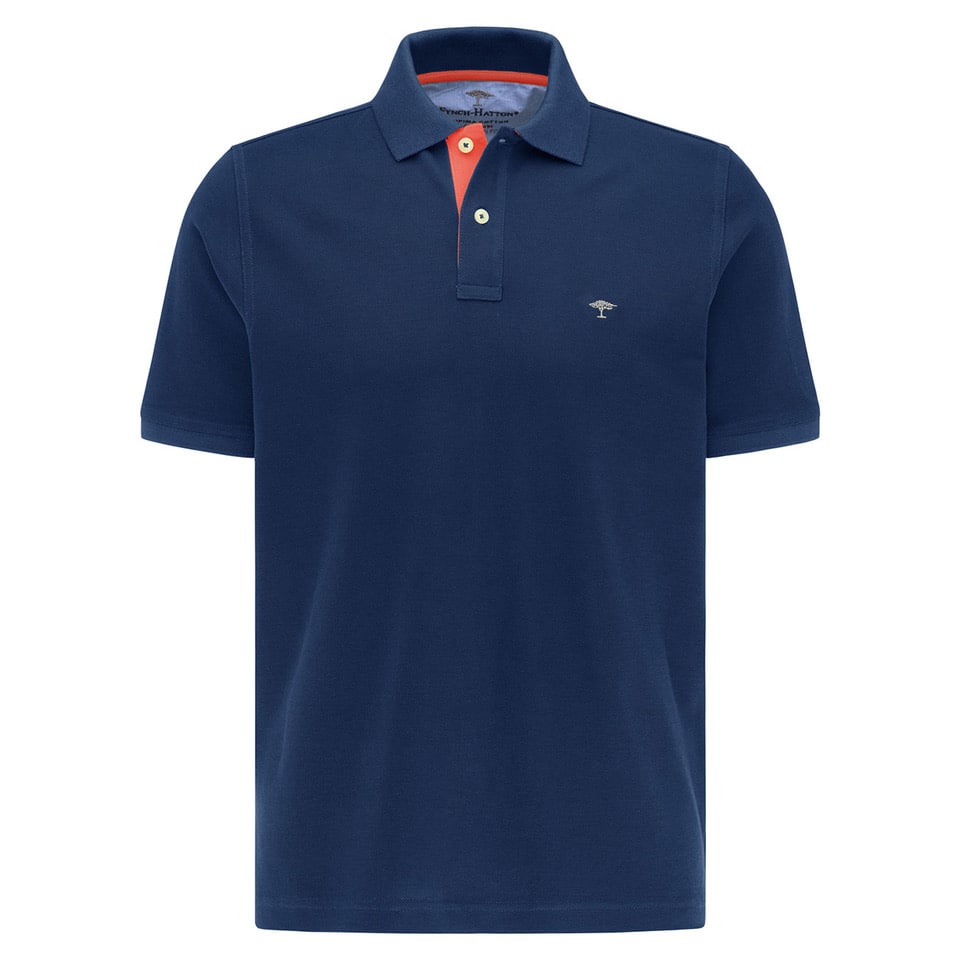 Fynch-Hatton Soft Pima Cotton Polo Shirt Blue | Menswear Online