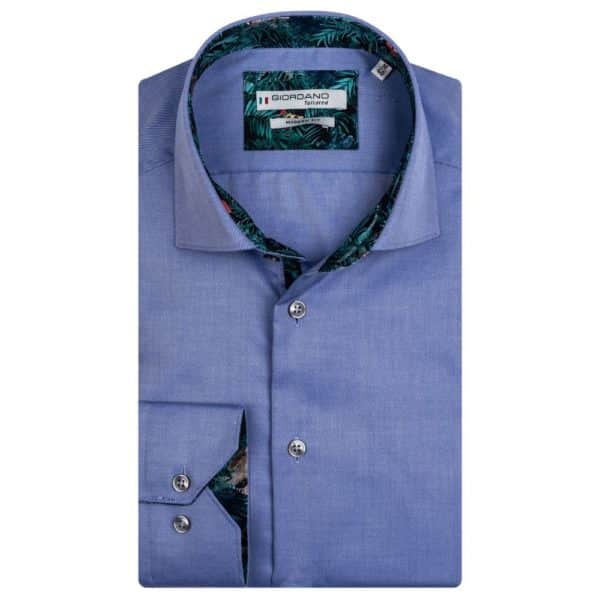 GIORDANO Blue fine twill Tropical Liberty print shirt