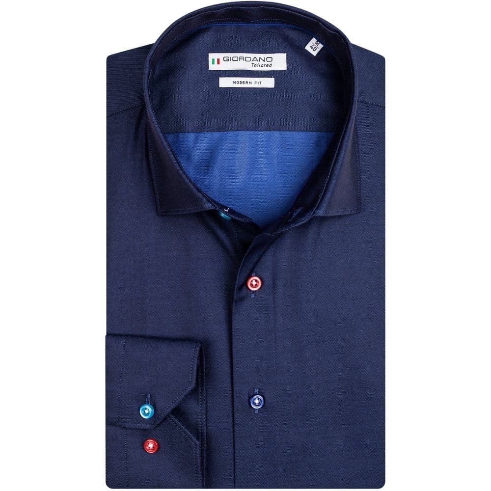 GIORDANO Navy fine twill multicolour button shirt