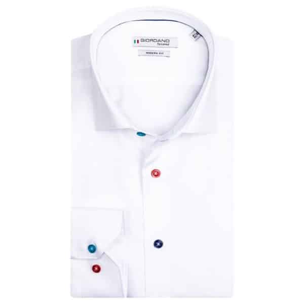 GIORDANO White fine twill multicolour button shirt