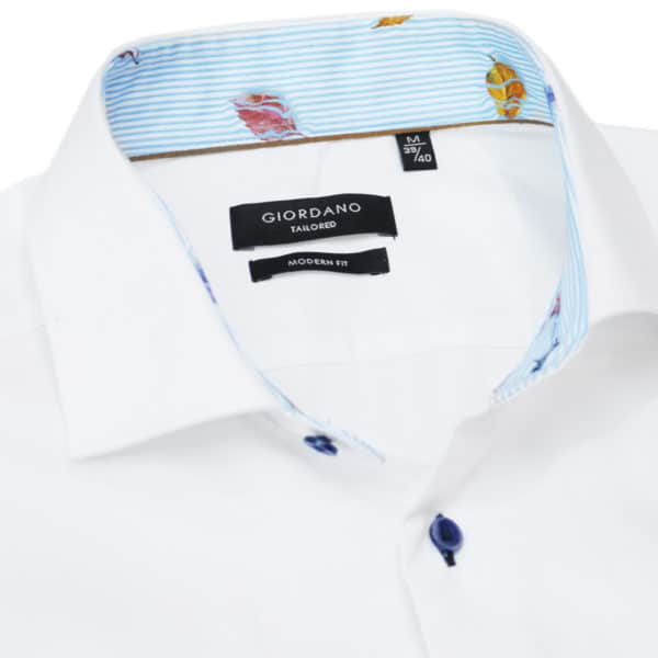 Giordano white shirt with striped pattern insert