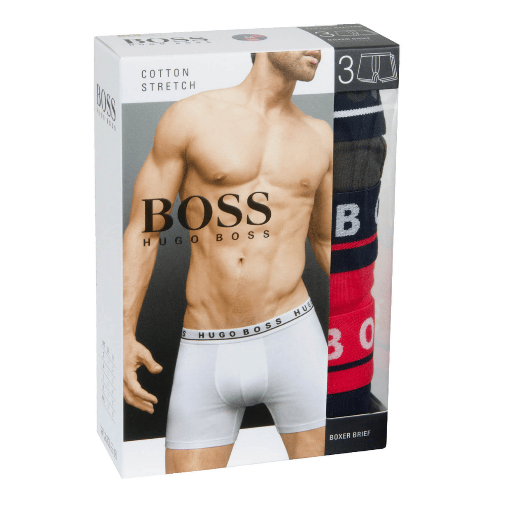 BOSS 3-PACK COTTON STRETCH BOXER BRIEFS | Menswear Online