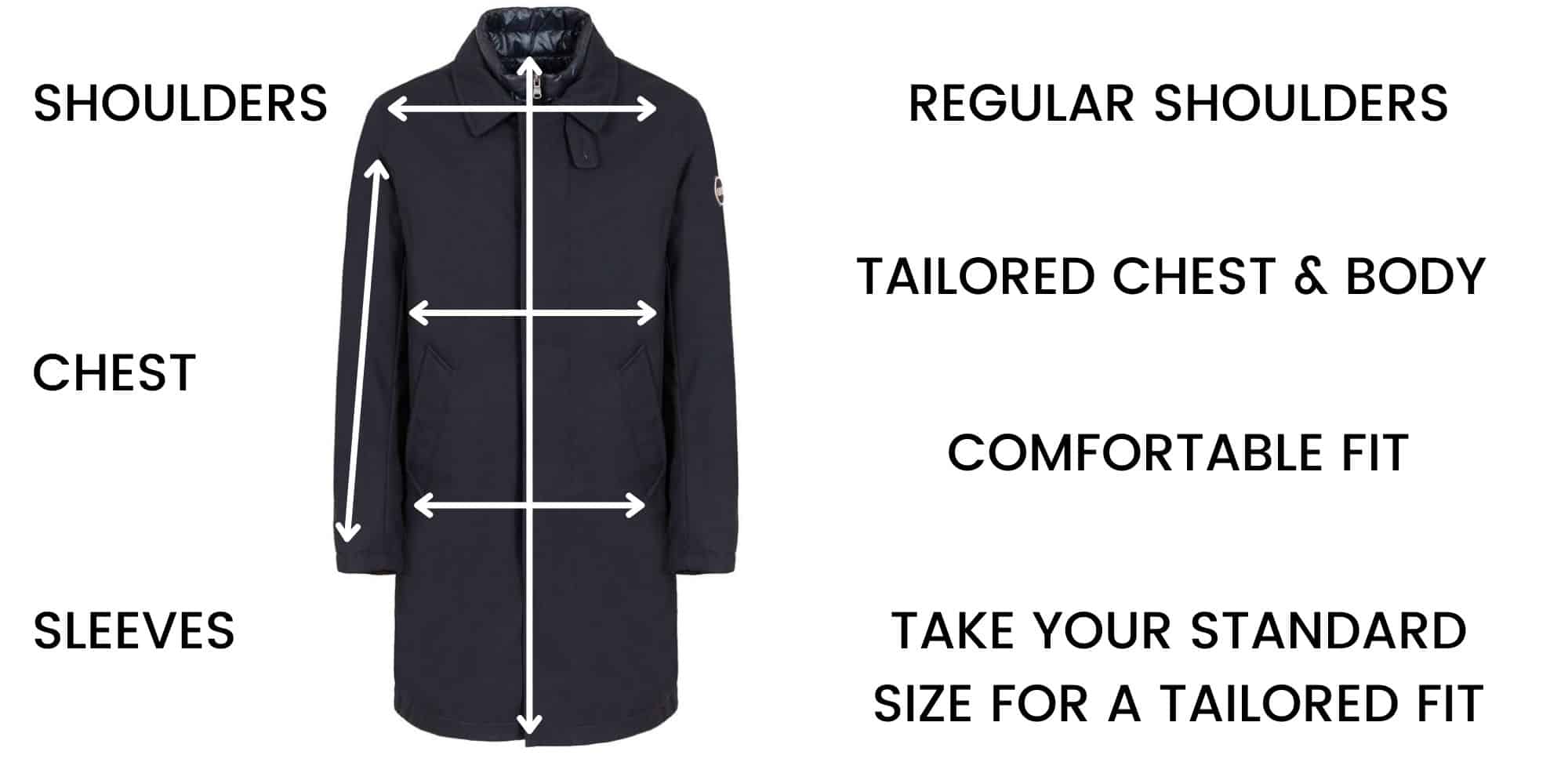 Colmar Overcoats Size Guide