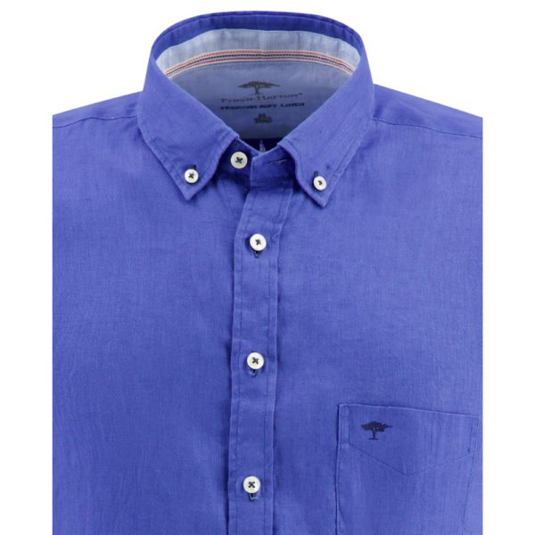 Fynch Hatton Blue LS Shirt Collar