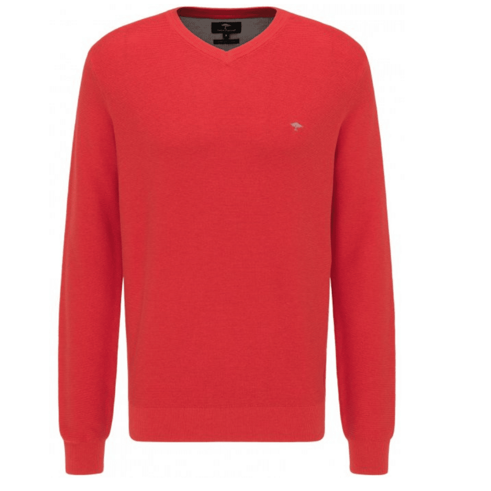 Fynch-Hatton Casual-Fit V-Neck Sweater In Pink | Menswear Online