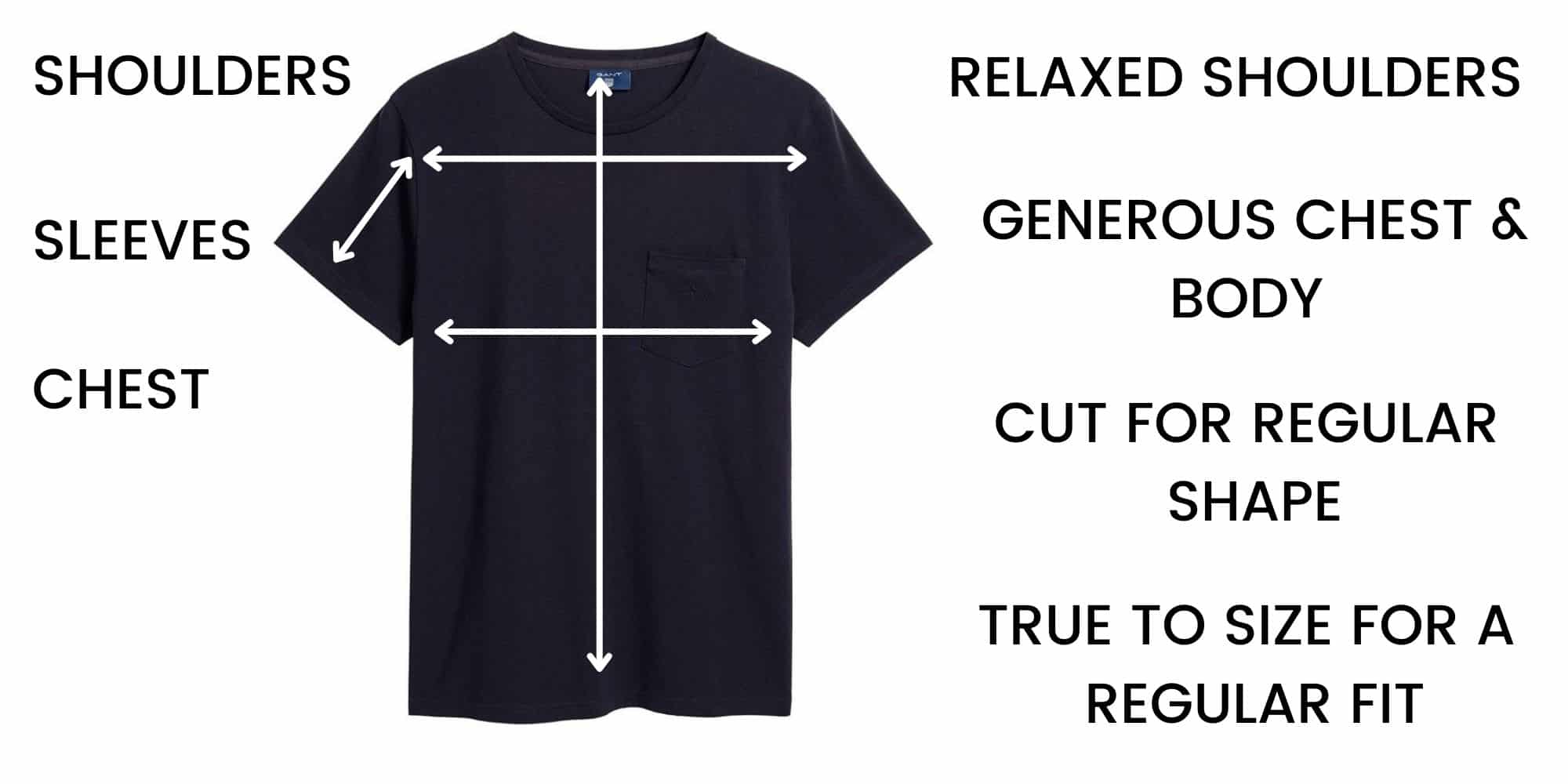 GANT t-shirt Size Chart