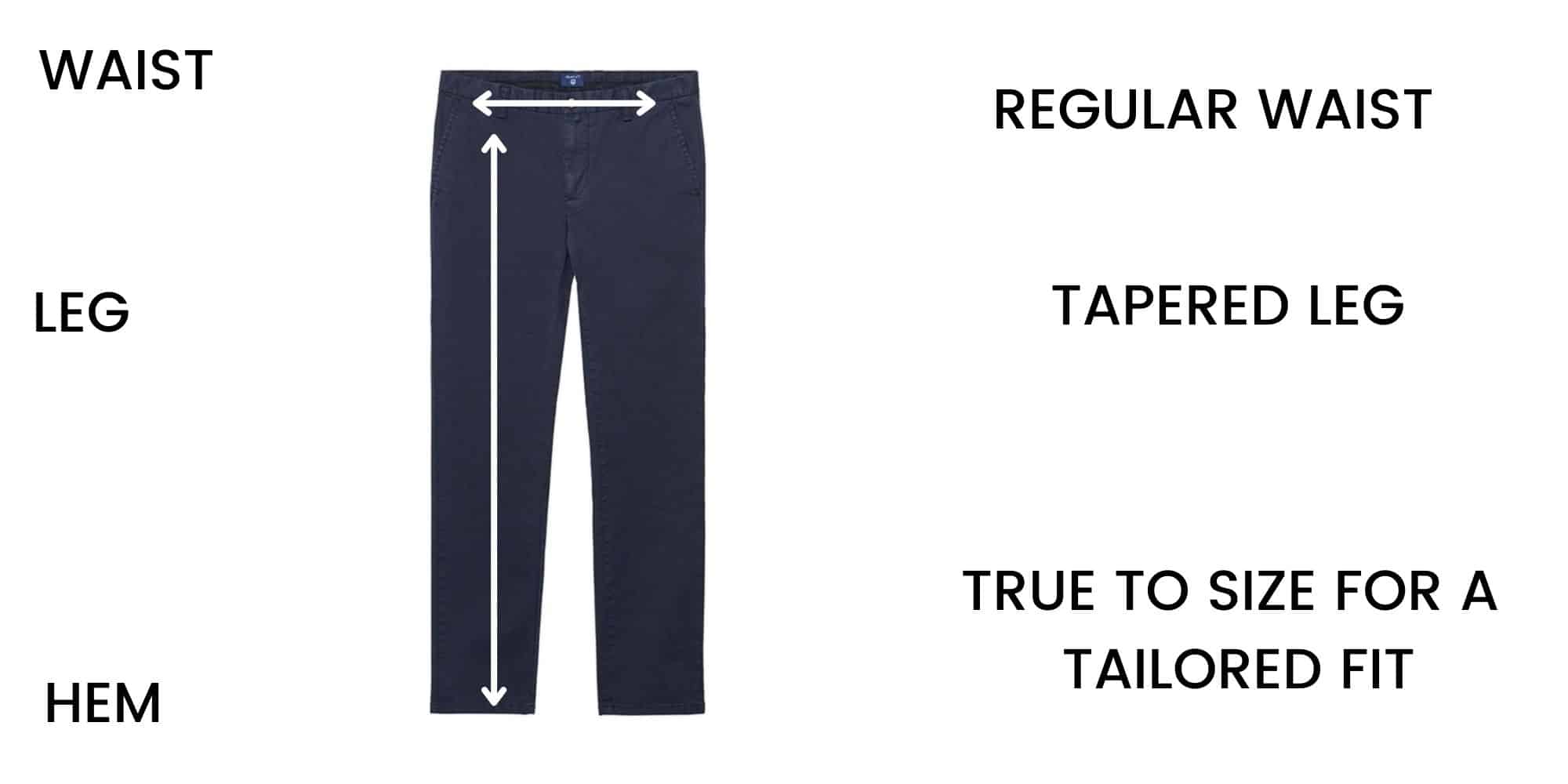 GANT trousers Size Chart