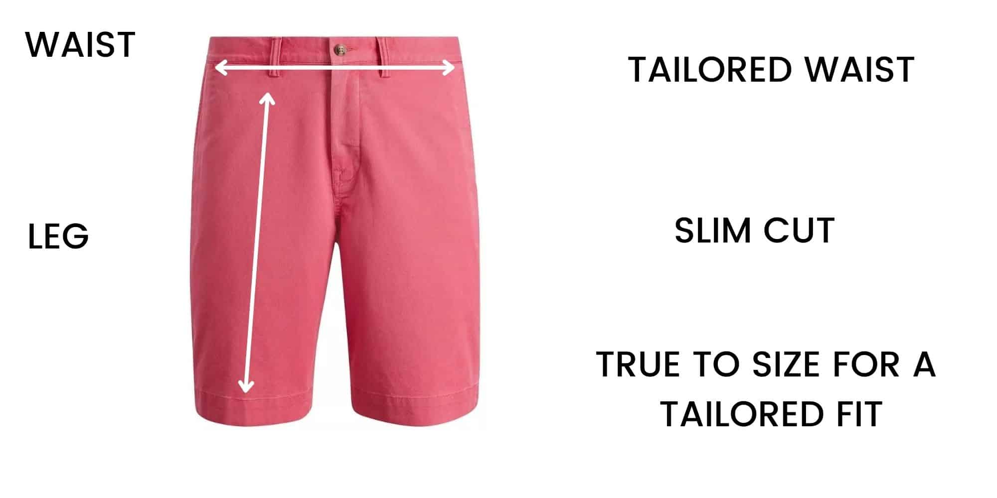 Polo Ralph Lauren Shorts Slim Fit Size Chart