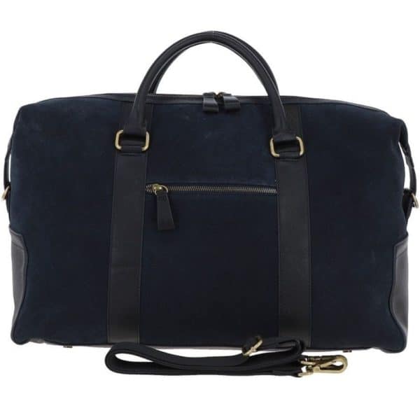 Ashwood Harington Navy Suede and Leather Holdall 1