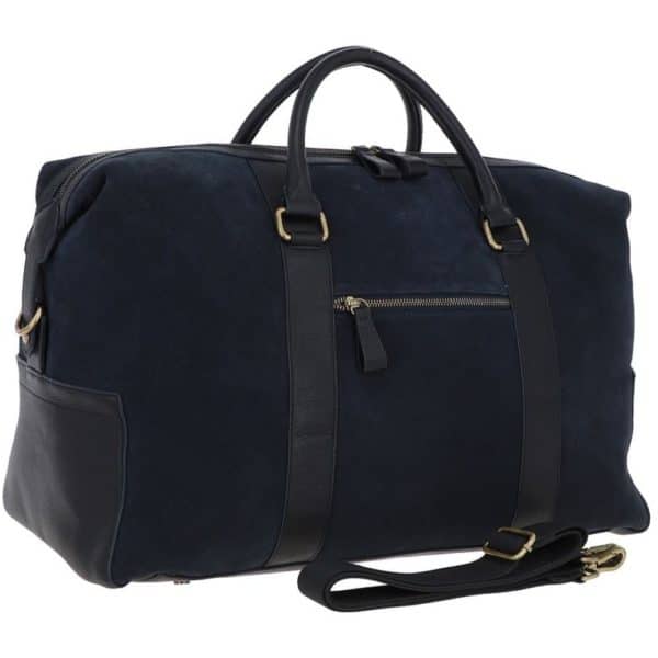 Ashwood Harington Navy Suede and Leather Holdall