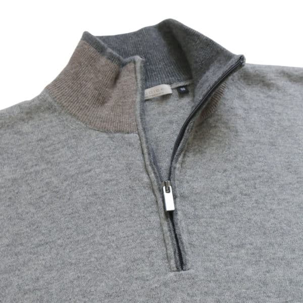 Codice Grey half zip jumper close up