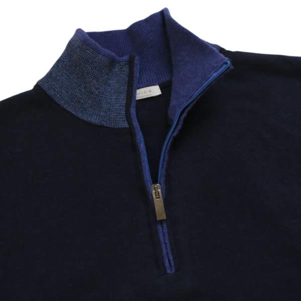 Codice Navy Sweater half zip close up