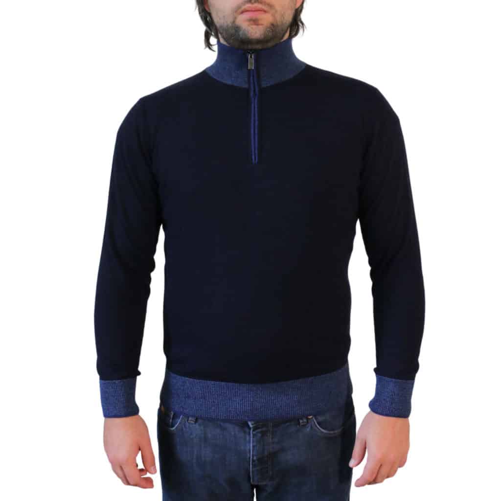 Codice Navy Sweater half zip front