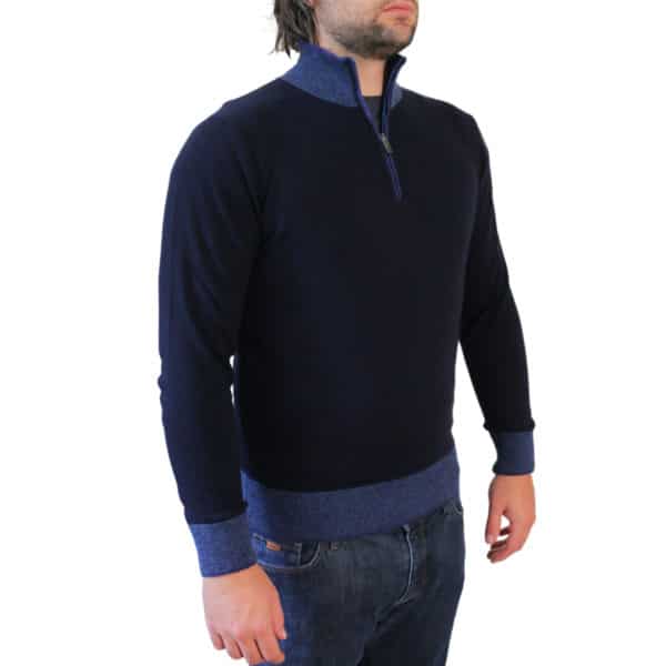 Codice Navy Sweater half zip side