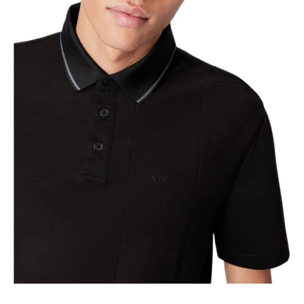 AX Black Tonal Polo Shirt Collar
