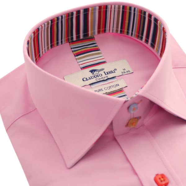 Claudio Lugli Multi Stripe Coller Pink Shirt 1