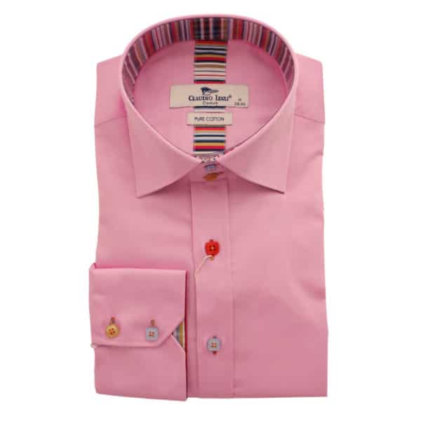 Claudio Lugli Multi Stripe Coller Pink Shirt