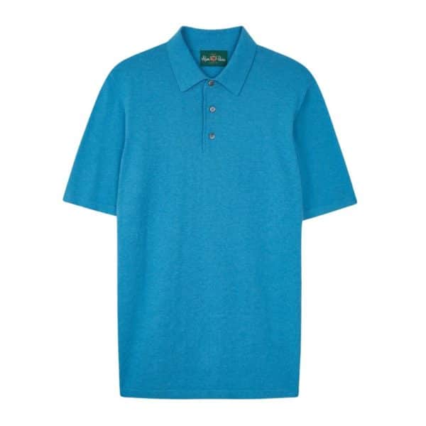 Alan Paine Halstead Knitted Aqua Polo Shirt
